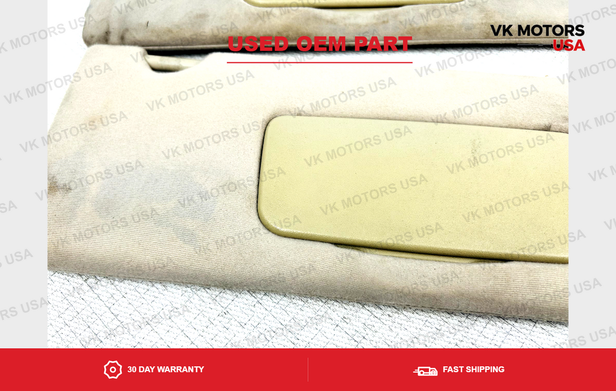 2004-2008 Toyota Solara Driver & Passenger Side Sun Visor Pair Set Tan Lighted