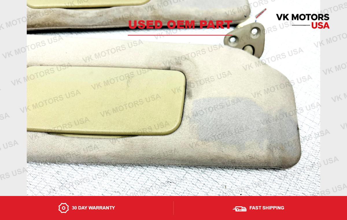 2004-2008 Toyota Solara Driver & Passenger Side Sun Visor Pair Set Tan Lighted