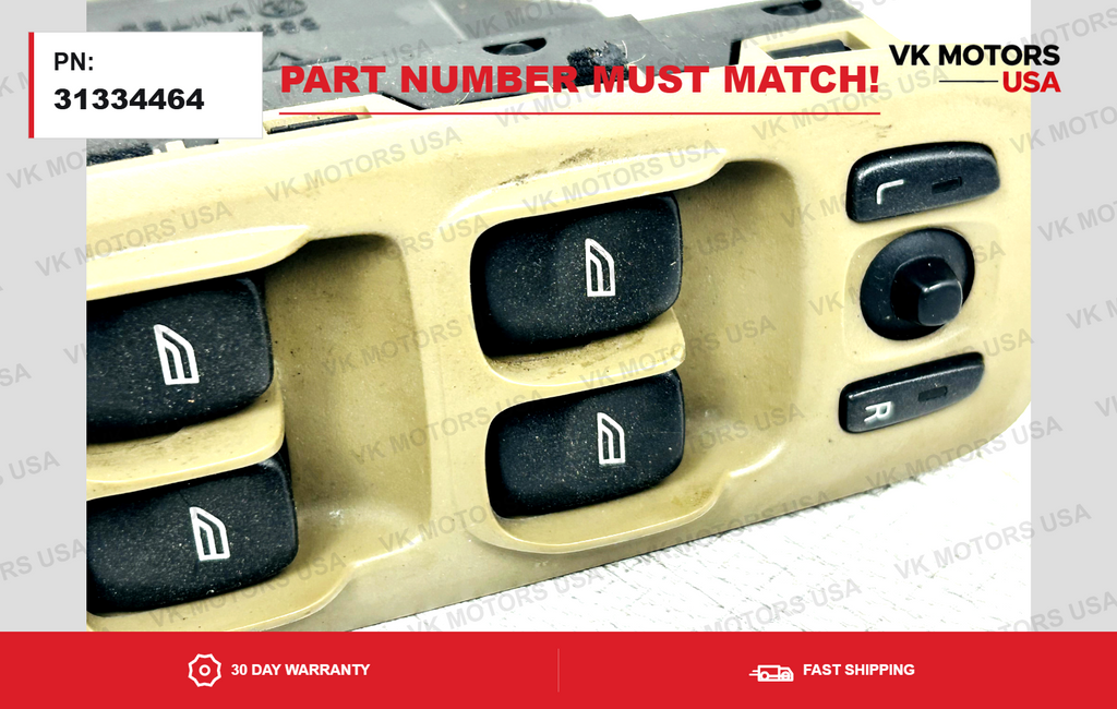 OEM 2007-2014 VOLVO S60 V70 XC90 Driver Door Master Window Switch 31334464 Beige